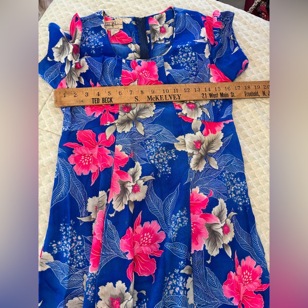 Vintage 70s Hukilau Fashions Medium Hawaiian Maxi MuuMuu Dress - Picture 8 of 10